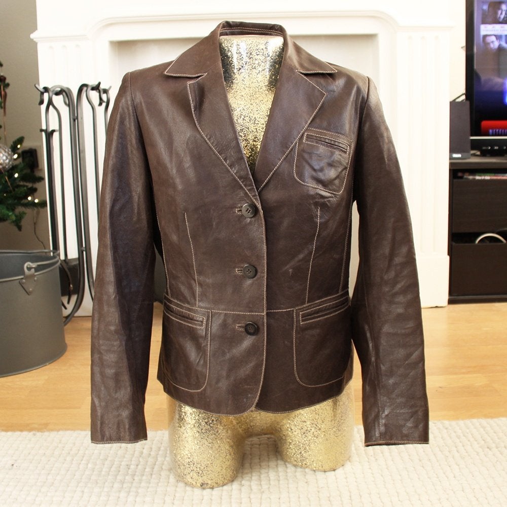 Veste en cuir Witteveen (taille 38) €40, -, Vêtements | Femmes, Taille 38/40 (M), Comme neuf, Brun, Witteveen