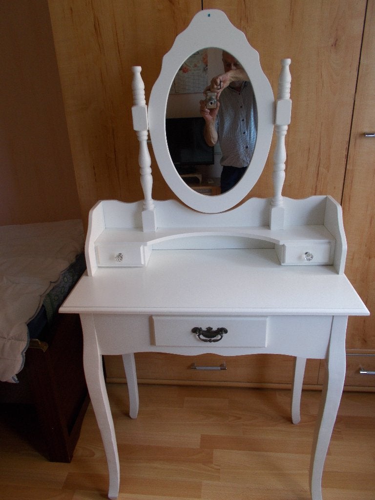 Coiffeuse TECTAKE blanche en bois massif., Moins de 100 cm, Comme neuf, Enlèvement, Bois