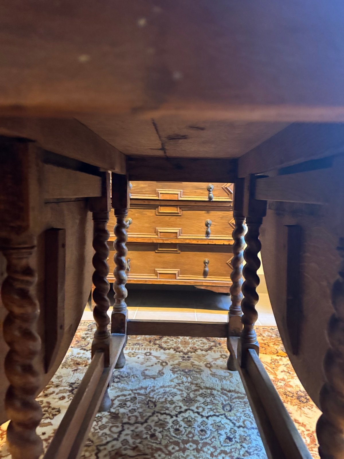 Eiken Engelse ‘Gateleg-tafel’ + 4 kasteel stoelen, Ophalen
