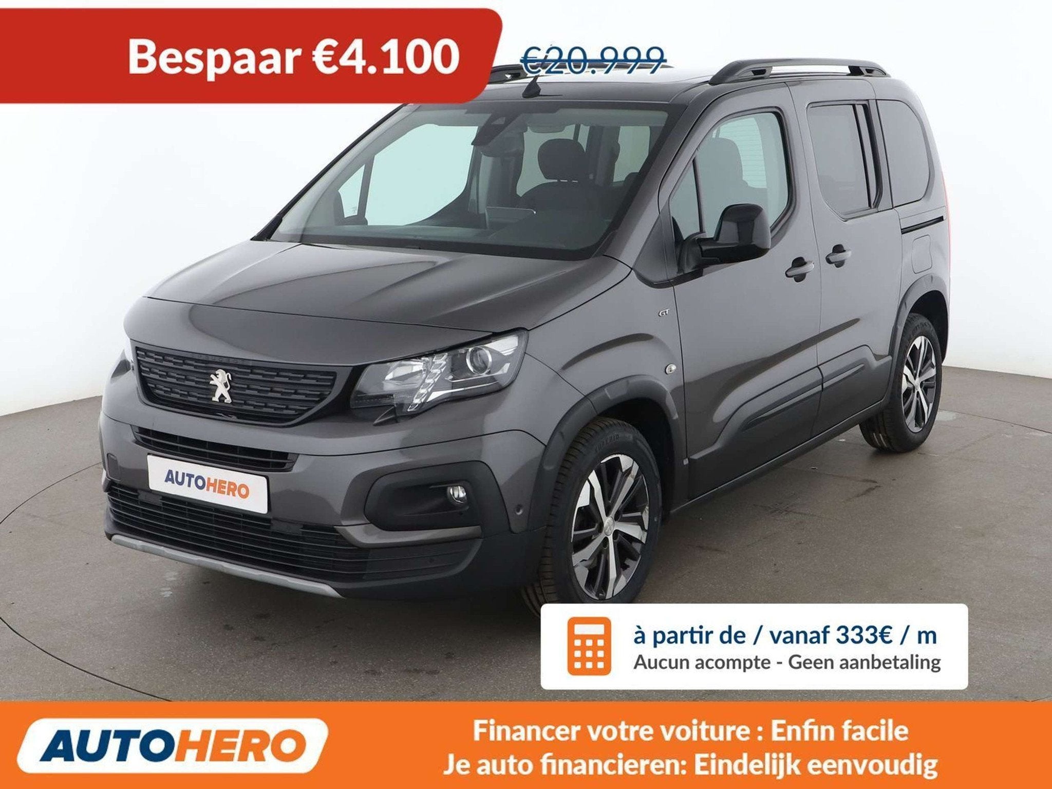 Peugeot Rifter 1.2 PureTech Allure L1 (bj 2021, automaat), Auto's, Peugeot, Euro 6, Zilver of Grijs, Voorwielaandrijving, Automaat