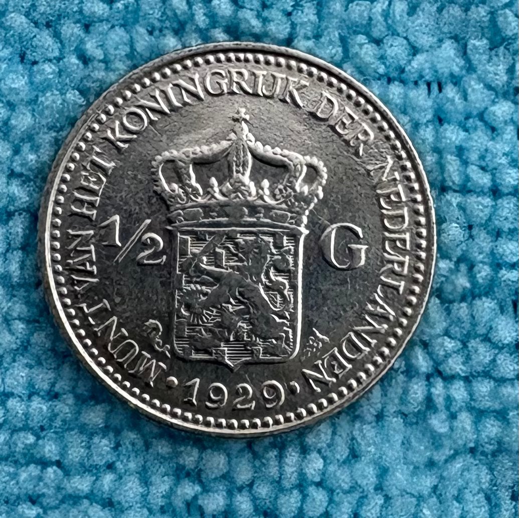 1/2 florin d'argent 1929 Pays-Bas, Enlèvement ou Envoi, Reine Wilhelmine