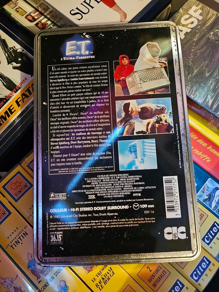 VHS Boîtier métallique E.T. l'extraterrestre, Enlèvement ou Envoi