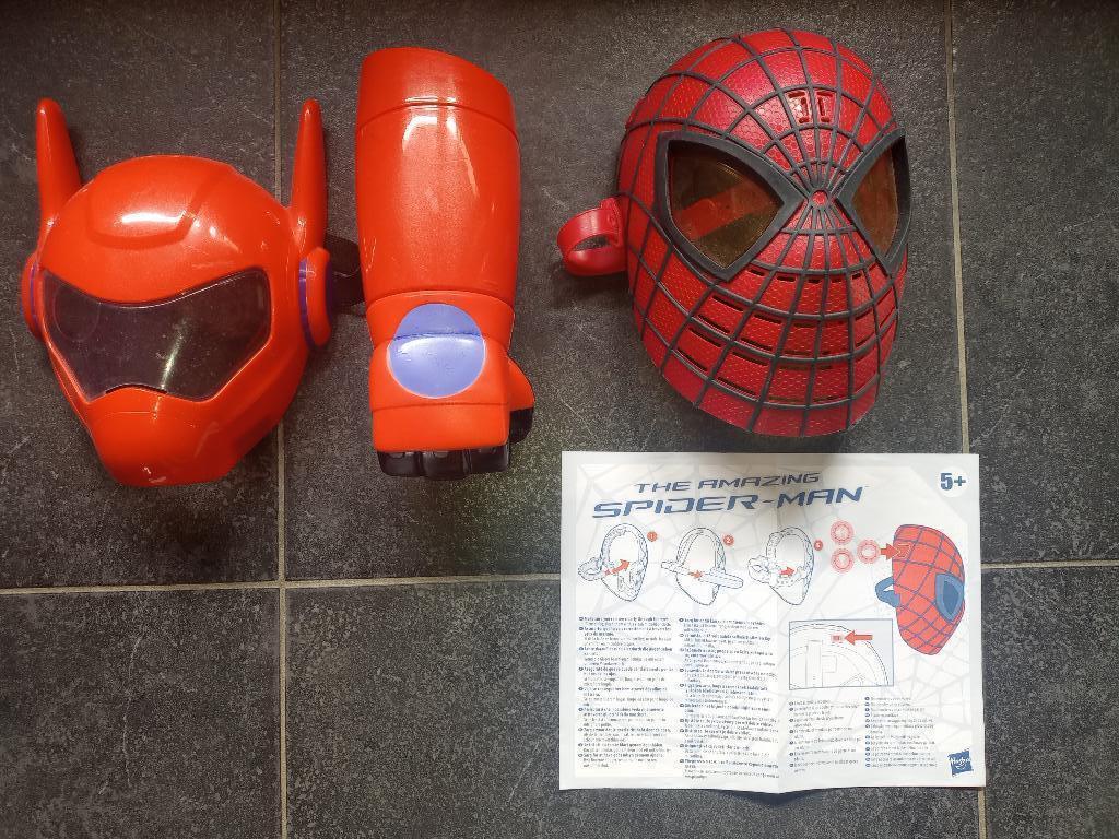 SPIDERMAN & BIG HERO MASKER + ARM prima staat, Kinderen en Baby's, Ophalen of Verzenden, Gebruikt, Jongen