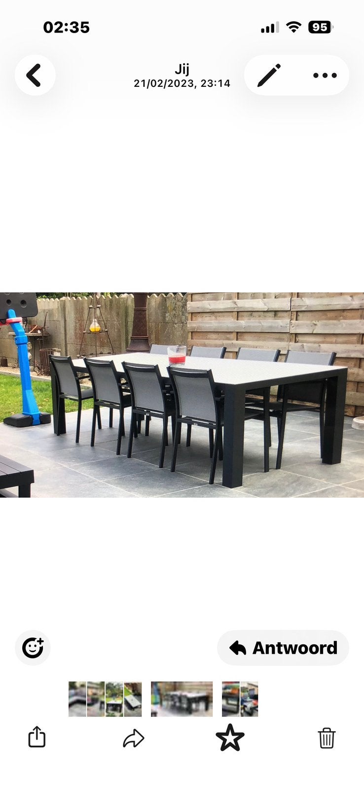 Aluminium tafel met ceramisch blad met 8 stoelen als nieuw, Ophalen, Aluminium, Tuinset, 8 zitplaatsen