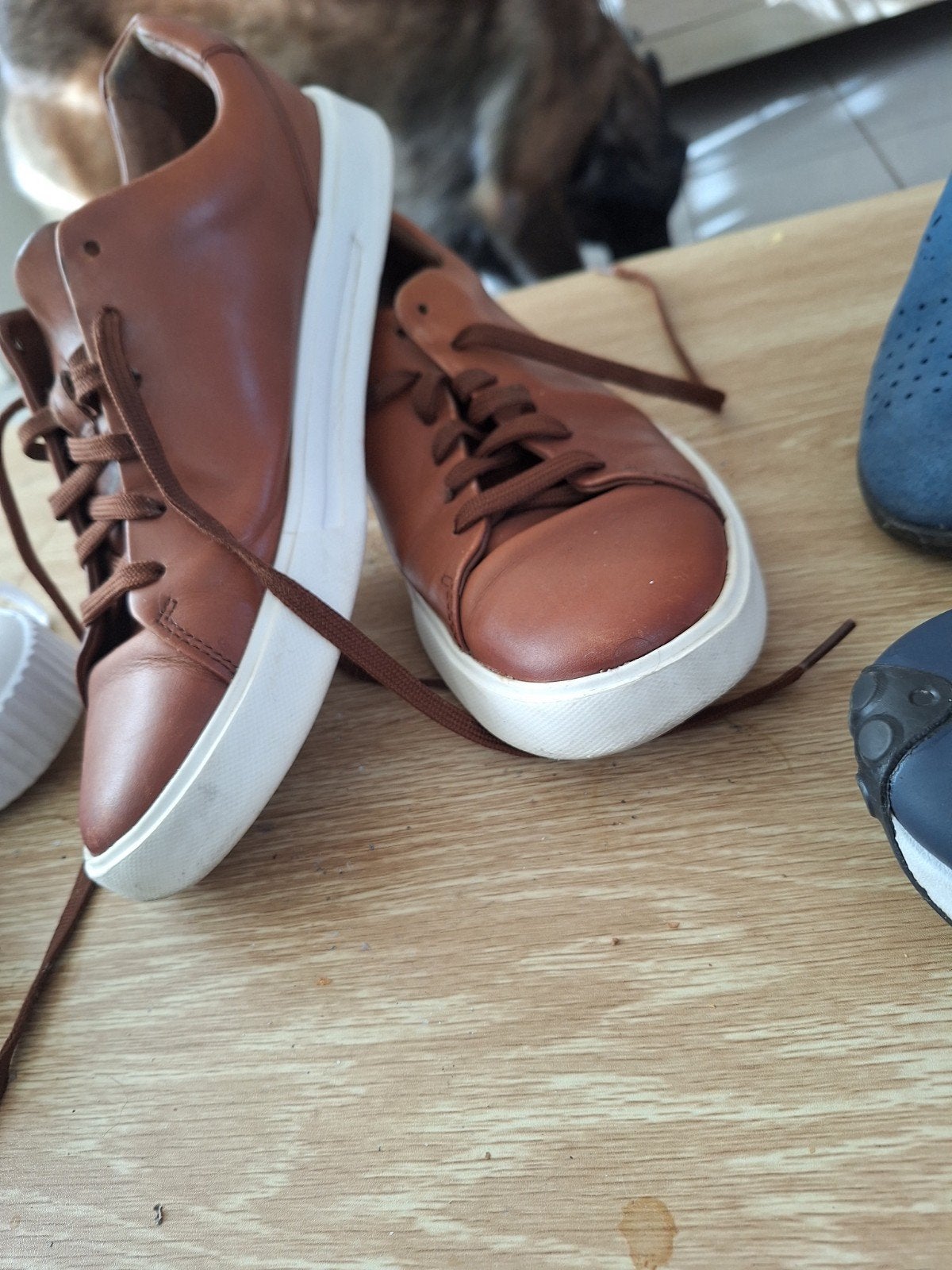 chaussure cuir, Enlèvement ou Envoi, Espadrilles et Mocassins, Brun, Porté
