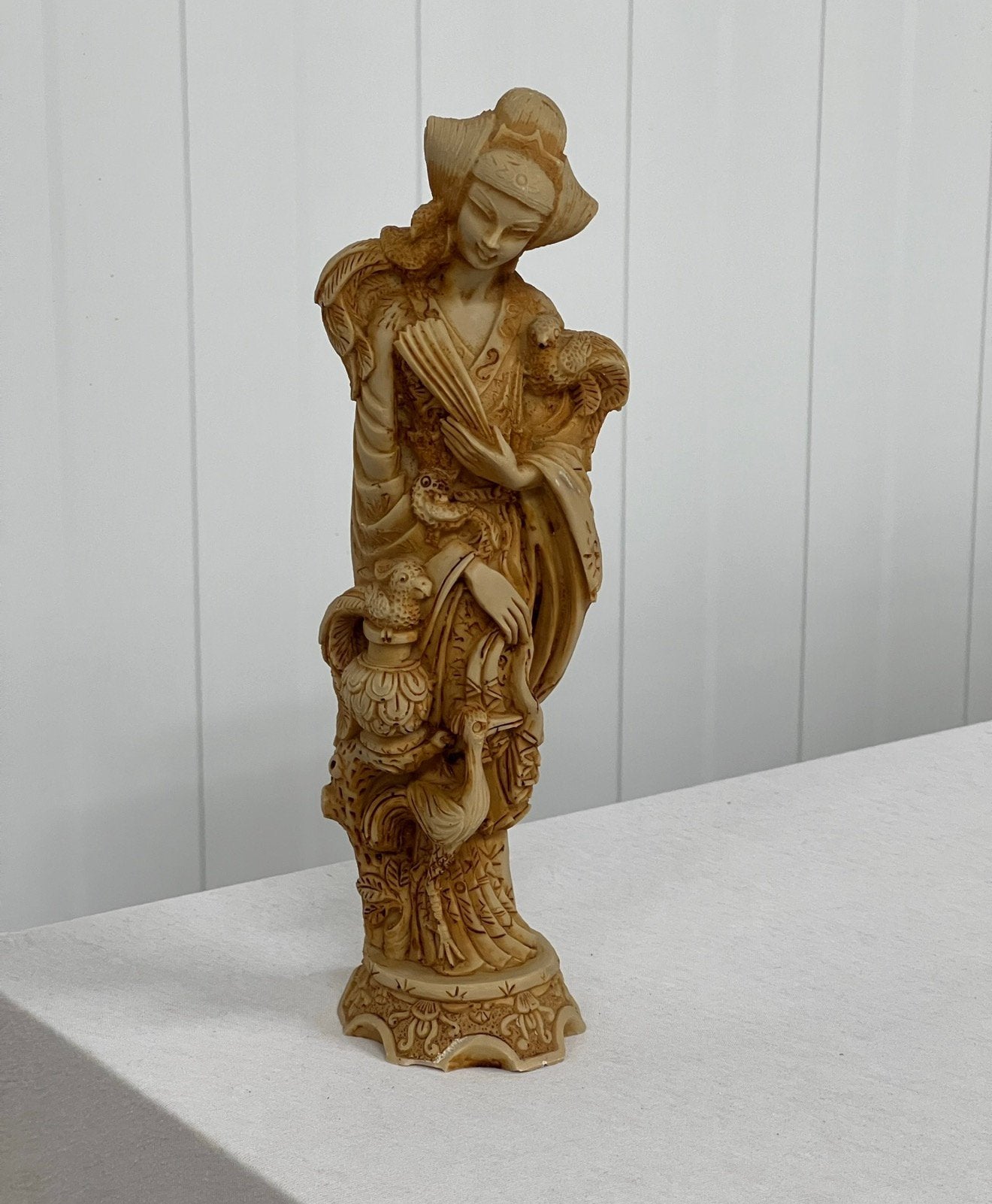 Statue chinoise en ivoire 27 cm, figurine détaillée en Chine, Statue, Enlèvement ou Envoi, Brun, Asie