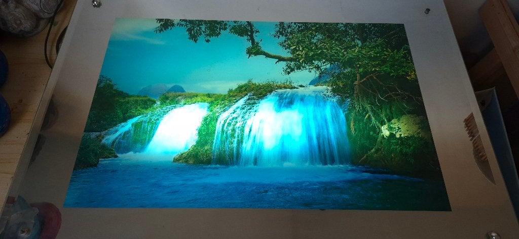 vintage lichtgevend spiegelframe van een waterval, Ophalen of Verzenden, Gebruikt, 50 tot 75 cm, Minder dan 50 cm