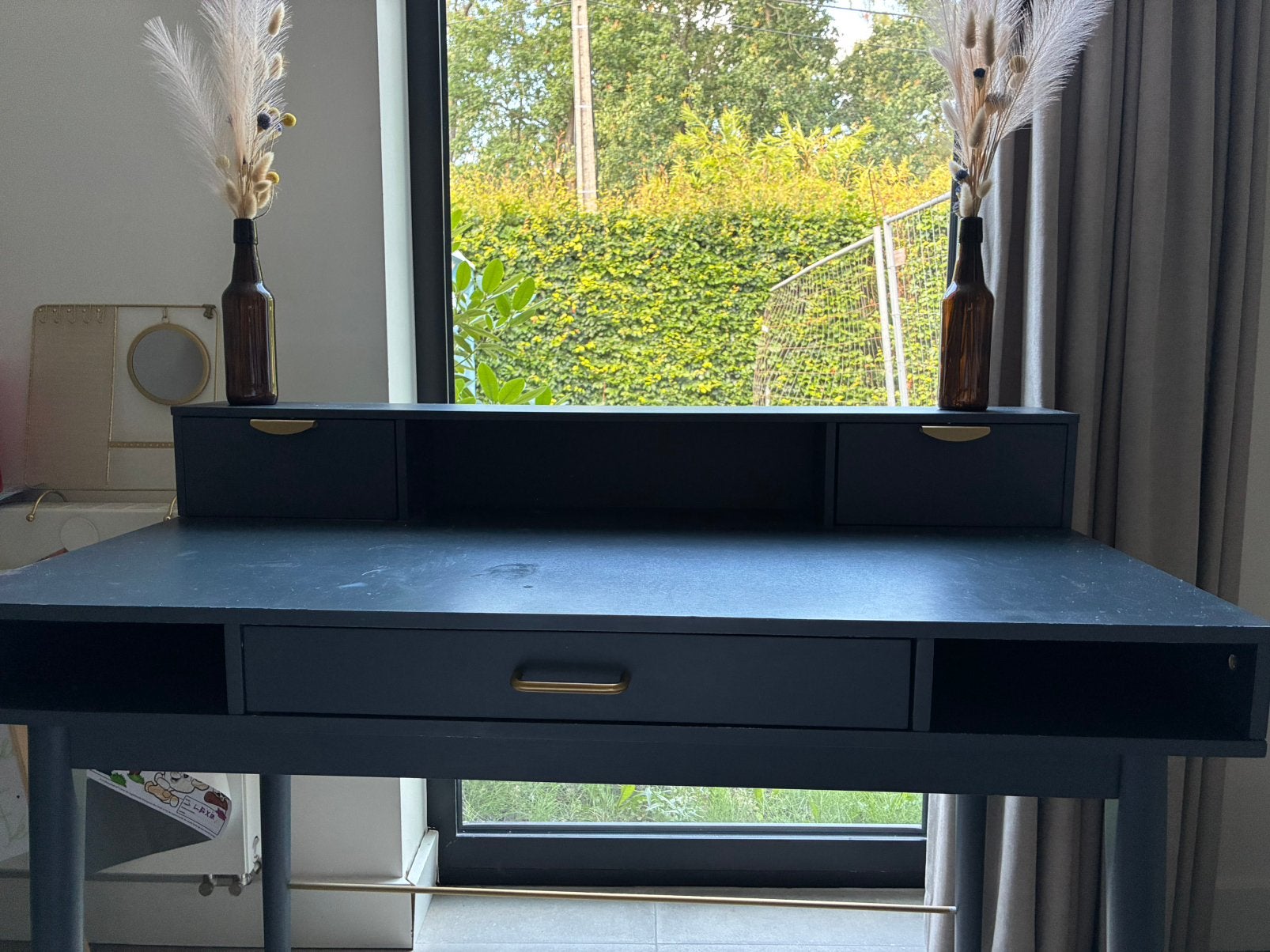 Blauwe bureau met gouden accenten, Maison & Meubles, Enlèvement, Comme neuf