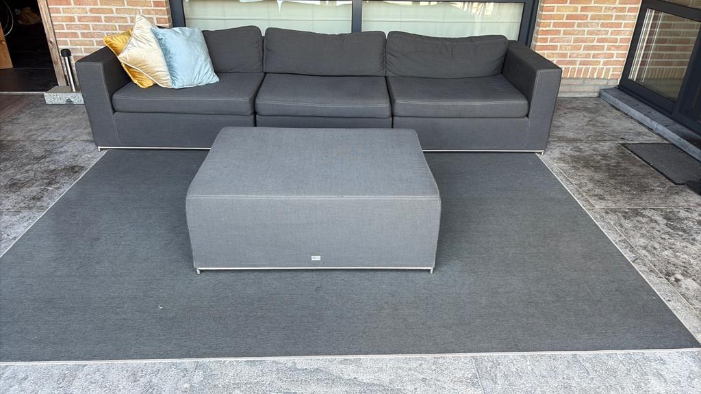 Moderne loungeset antraciet  – incl. poef en sierkussens, Tuin en Terras, Ophalen, Gebruikt, Bank, Loungeset