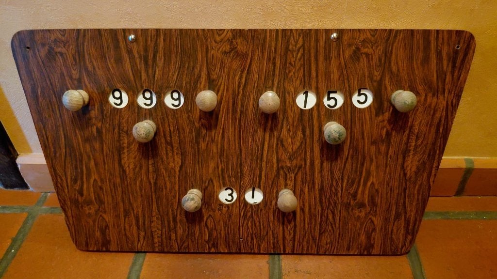 Tableau de bord de billard vintage en bois—boulier  billard, Enlèvement ou Envoi