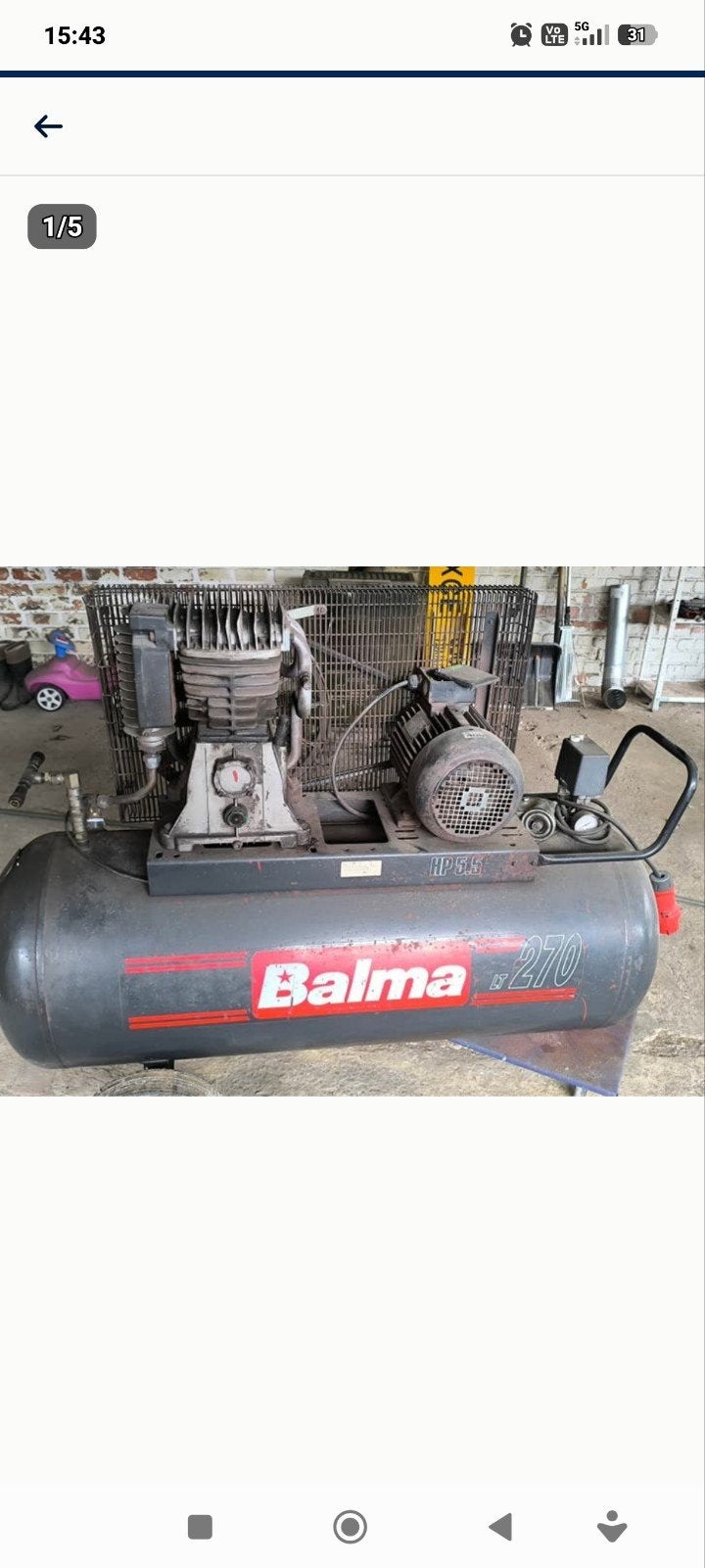 Compresseur industrielle 270 L moteur électrique a changé, Bricolage & Construction, Compresseurs, Enlèvement
