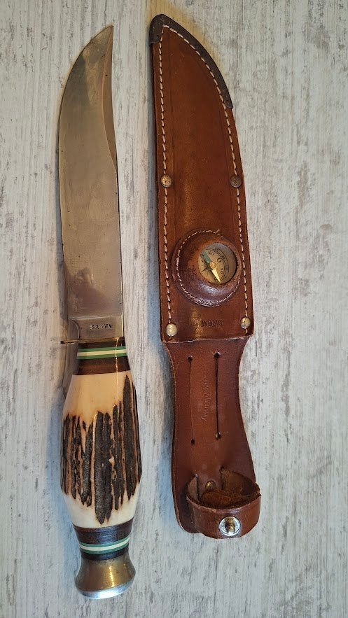couteau de chasse vintage Solingen avec étui, Enlèvement, Autres, Couteau ou Poignard
