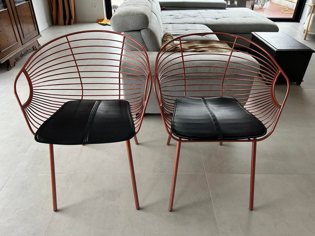 2 koperen stoelen, Huis en Inrichting, Stoelen, Ophalen, Twee, Overige kleuren, Zo goed als nieuw