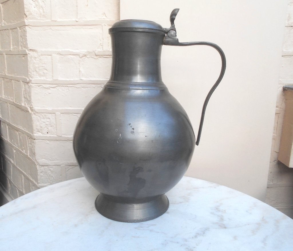 ancien tres gros pichet en étain (3,5 kg) hauteur 39 cm, Antiek en Kunst, Ophalen of Verzenden