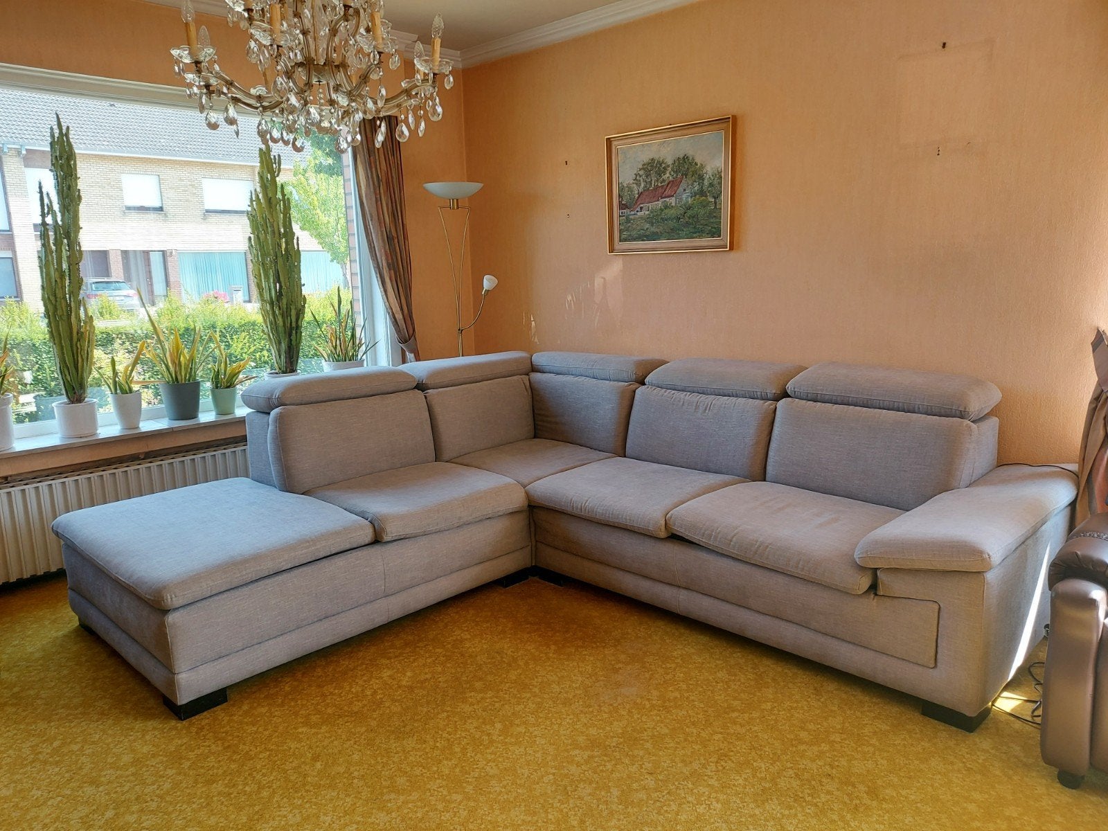 zihoek zetel met plooibare halssteunen2m50 op 1m80cm, Ophalen, Gebruikt, Overige maten, Hoekbank