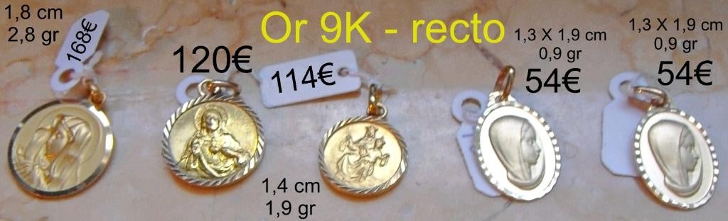 Pendentif rond/ovale Vierge Marie(/Sacré coeur), or 9K, NEUF, Bijoux, Sacs & Beauté, Neuf, Enlèvement ou Envoi, Or, Or