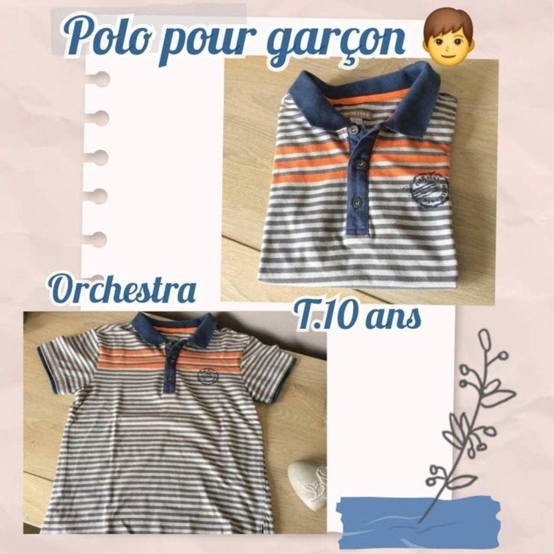 Polo MC pour garçon -bleu/gris-Orchestra-T.10 ans(petit), Enfants & Bébés, Enlèvement ou Envoi, Utilisé, Orchestra, Garçon