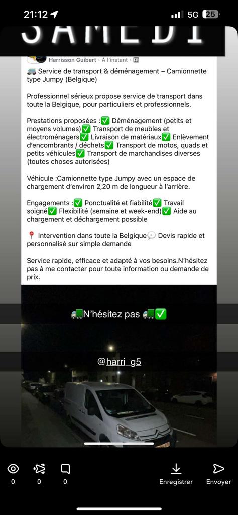 Service de transport & déménagement –  type Jumpy, Eén persoon