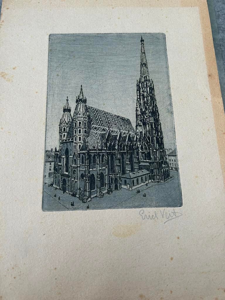 Ets van de Stephansdom in Wenen door Erich Veit, Ophalen of Verzenden