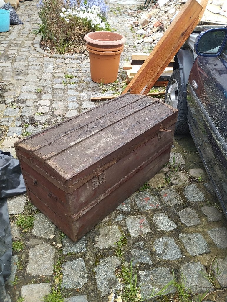 coffre en bois ancien, 100 à 150 cm, Moins de 50 cm, Enlèvement, Utilisé
