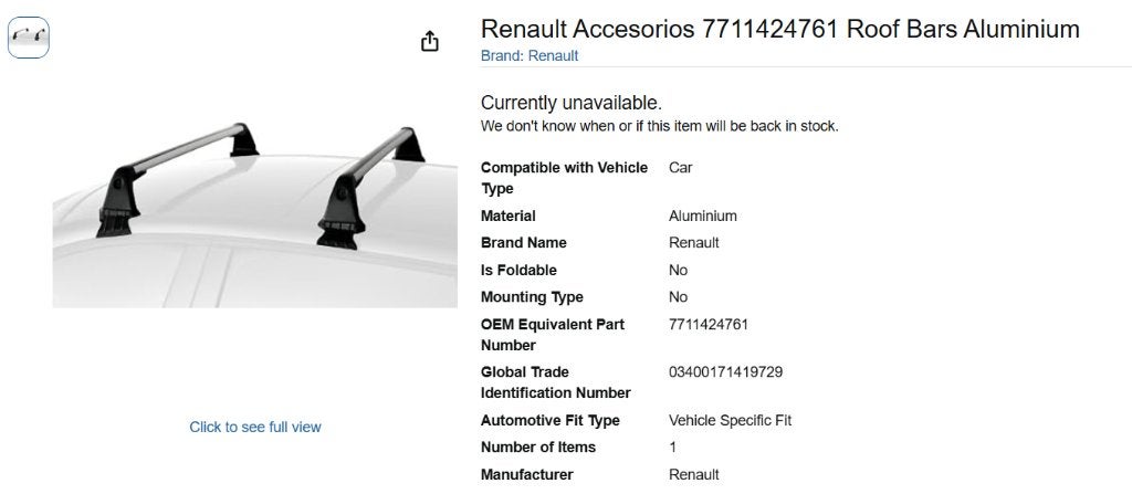dakdragers voor RENAULT, Ophalen, Zo goed als nieuw