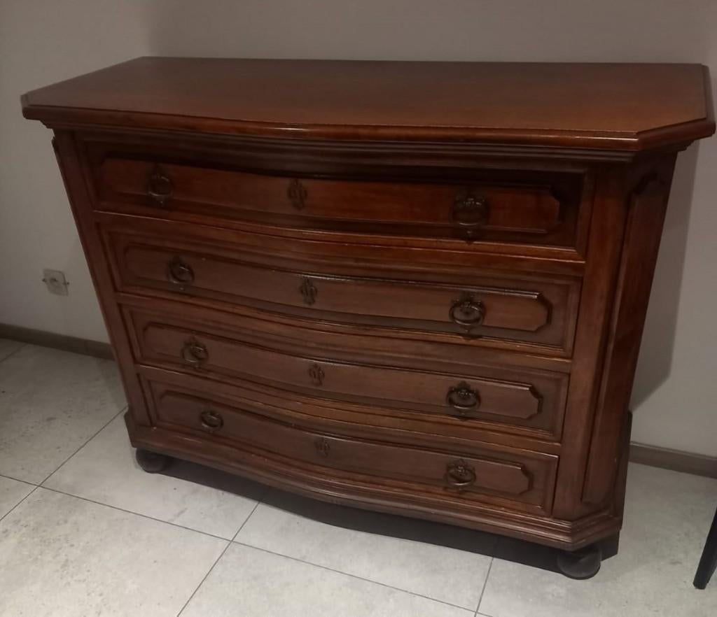 Commode de style Louis XIV en merisier massif, 3 ou 4 tiroirs, 25 à 50 cm, Louis XIV, Comme neuf