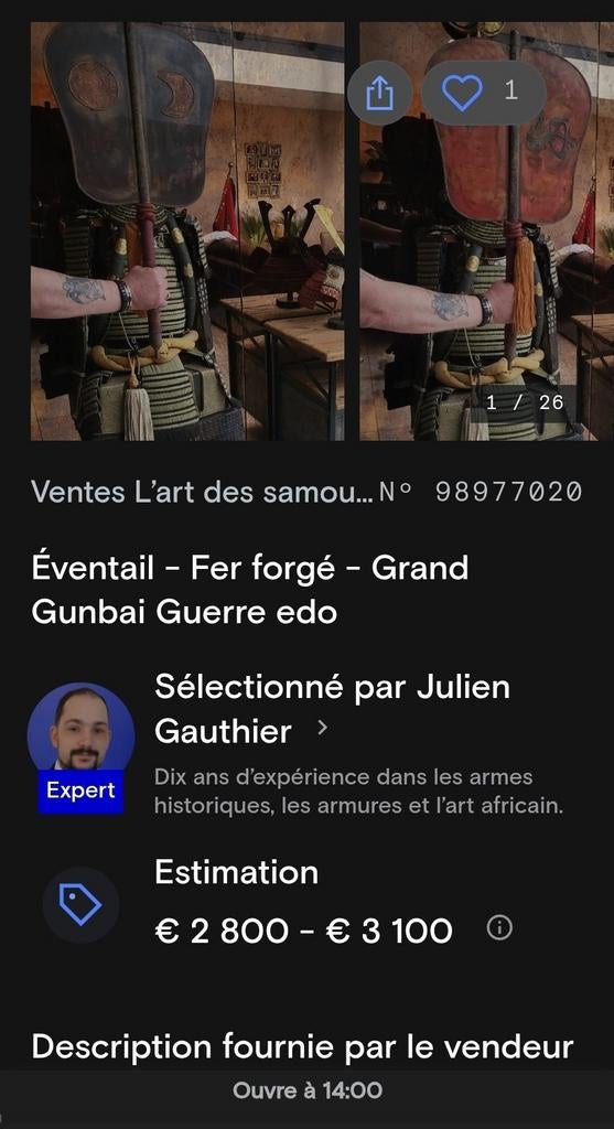 Gunbai Edo van Samourai 80 cm, Verzamelen, Ophalen of Verzenden