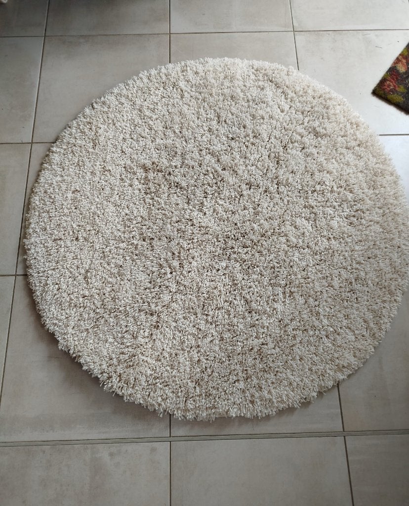 Tapis rond blanc cassé, 100 à 150 cm, Rond, Comme neuf, 100 à 150 cm