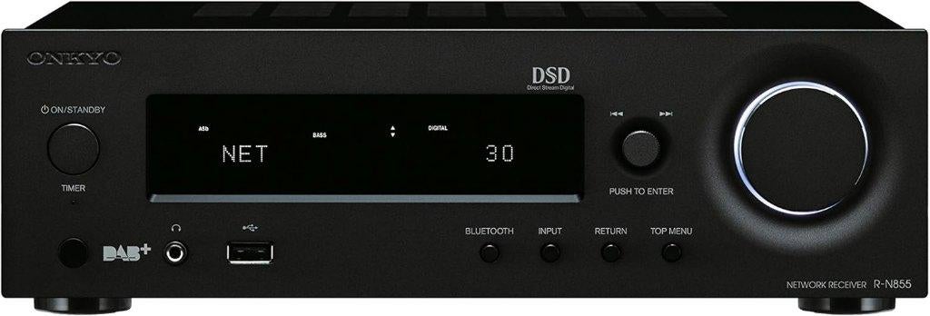 Onkyo R-N855, stereo netwerkreceiver | DAB+, AirPlay, phono, Enlèvement ou Envoi, 60 à 120 watts, Comme neuf, Stéréo