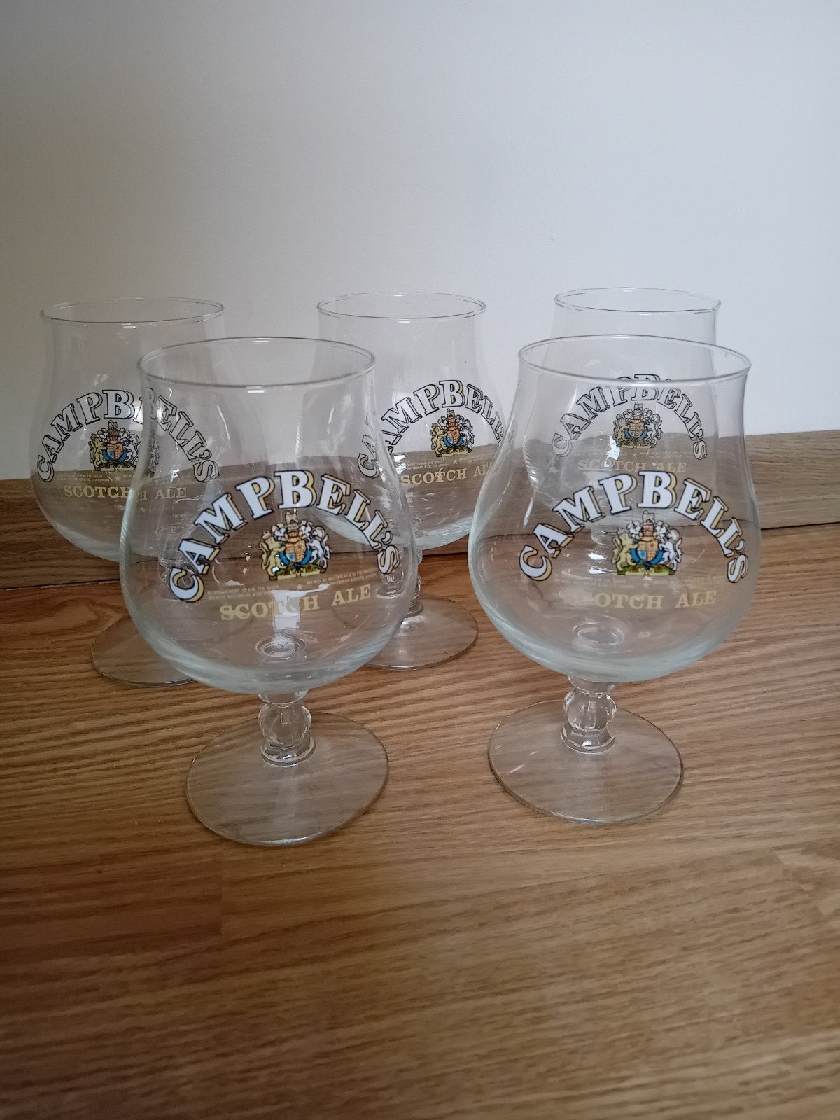 5 bierglazen Campbell's, Verzamelen, Glas en Drinkglazen, Ophalen of Verzenden, Zo goed als nieuw, Bierglas