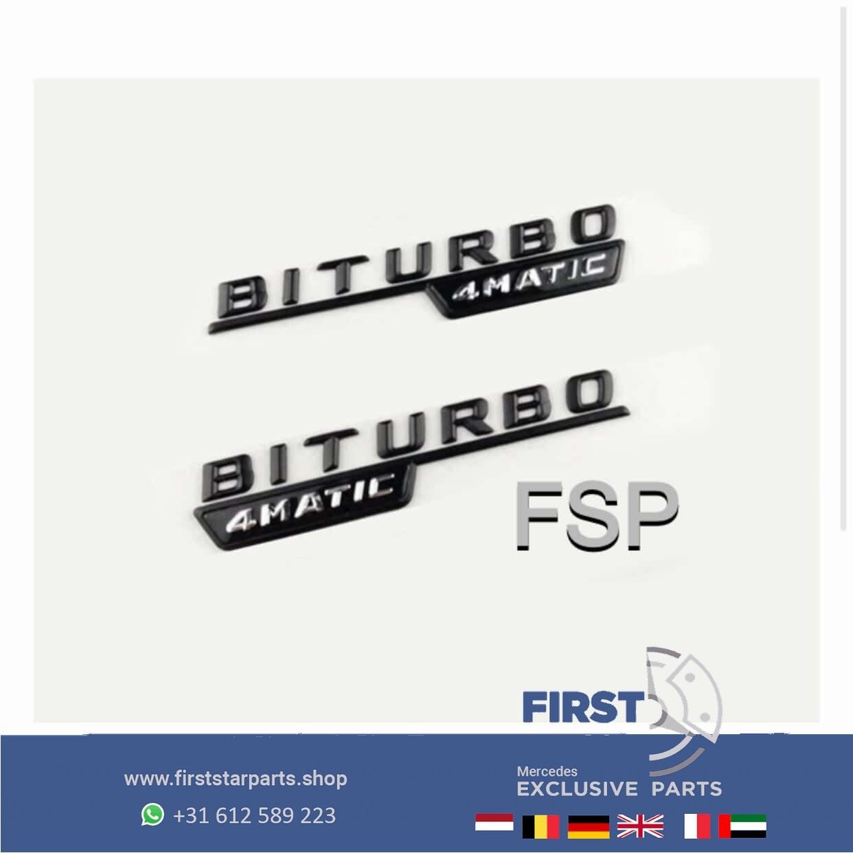 AMG BI TURBO LOGO SET VOORSCHERM EMBLEMEN W176 W177 W117 W11, Utilisé, -, Avant, -