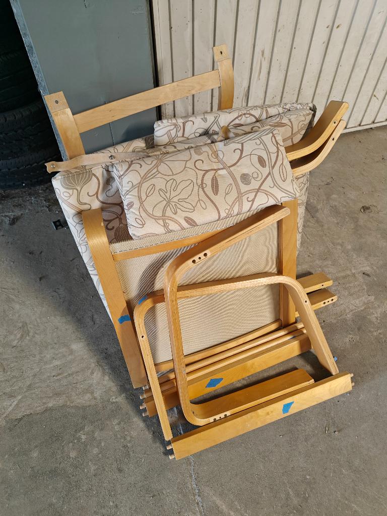 ikea zetel poang met voetenbankje, Huis en Inrichting, Fauteuils, Ophalen, Gebruikt, Hout, Ikea Poang