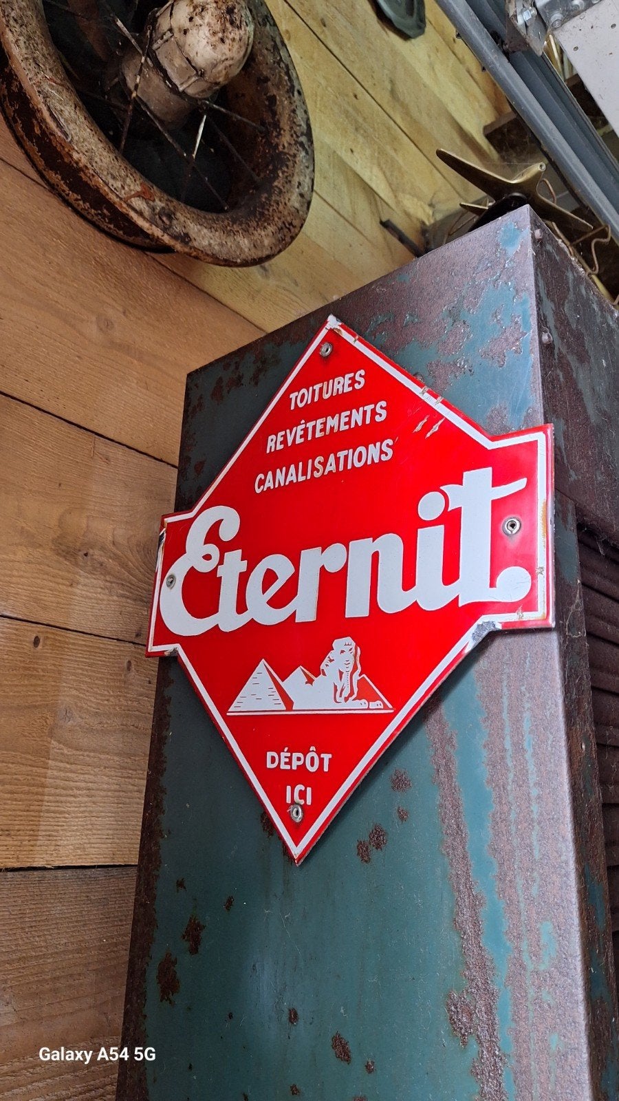 Eternit emaille bordje, Ophalen