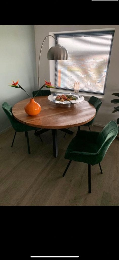 Ronde eettafel met 4 draaibare stoelen, Ophalen, 50 tot 100 cm, Rond, 50 tot 100 cm