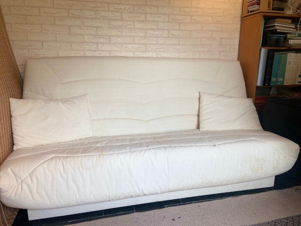 Canapé -lit blanc, 75 à 100 cm, Enlèvement, Utilisé, Deux personnes