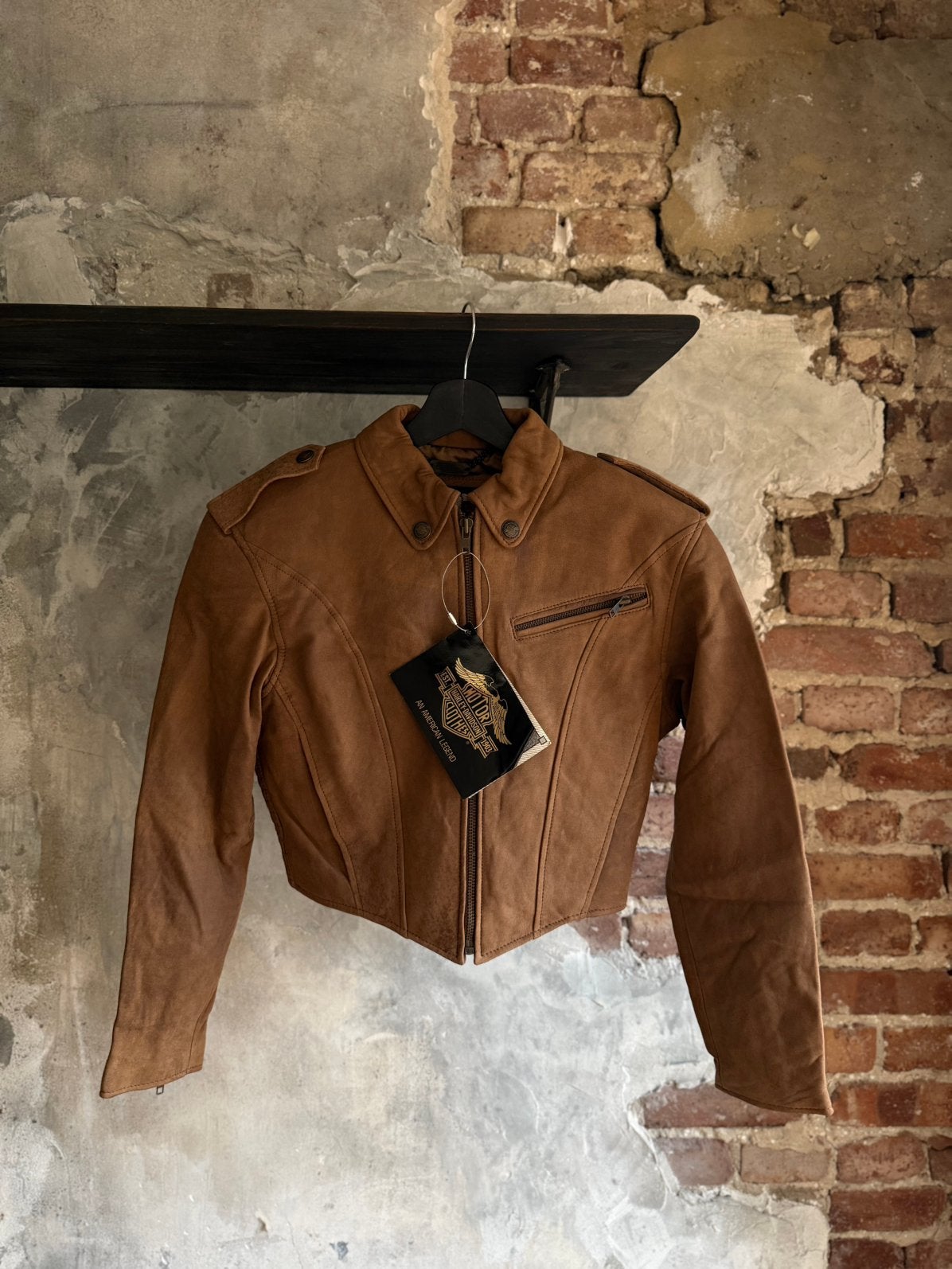 Vintage dain leren jas Harley Davidson, Ophalen of Verzenden