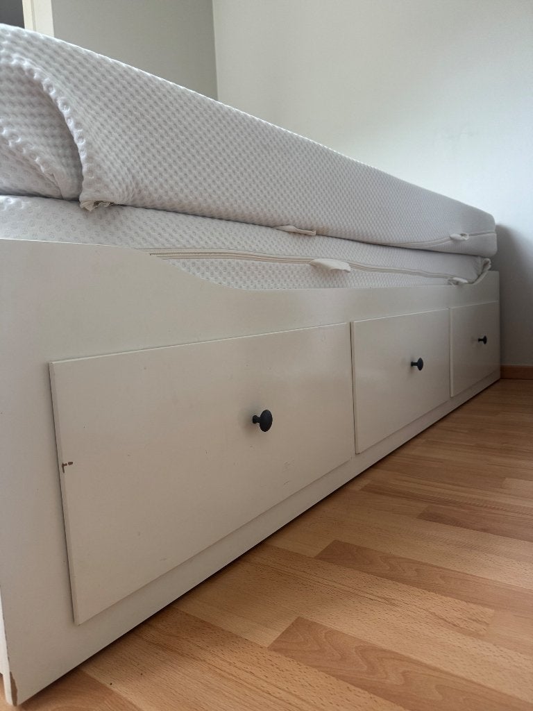 Bed, Ophalen, Wit, 140 cm, Twijfelaar