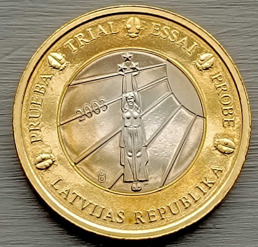 proefmunt Letland 1€ 2003, Postzegels en Munten, Penningen en Medailles, Ophalen of Verzenden