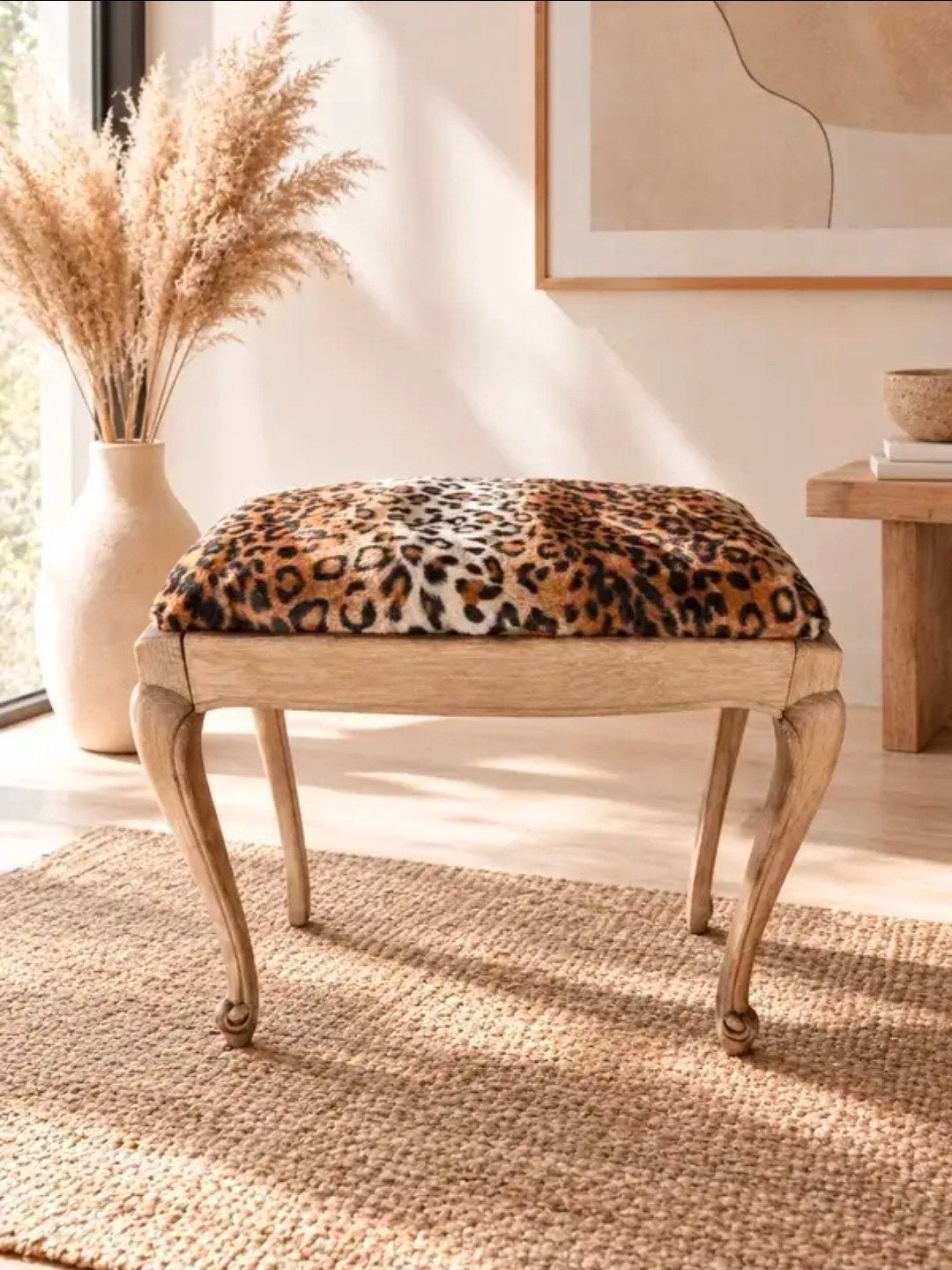 Zelfgemaakte Louis XV Leopard Upcycling Kruk, Antiek en Kunst, Ophalen