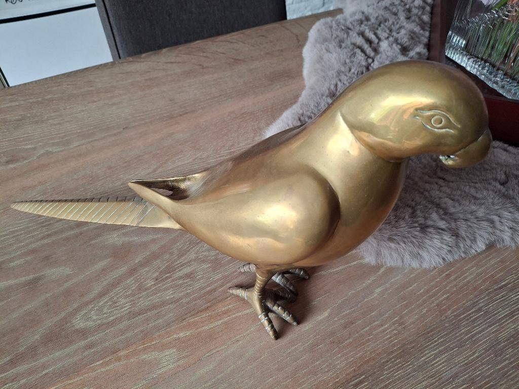 Grote vintage messing papegaai, Antiek en Kunst, Antiek | Brons en Koper, Ophalen