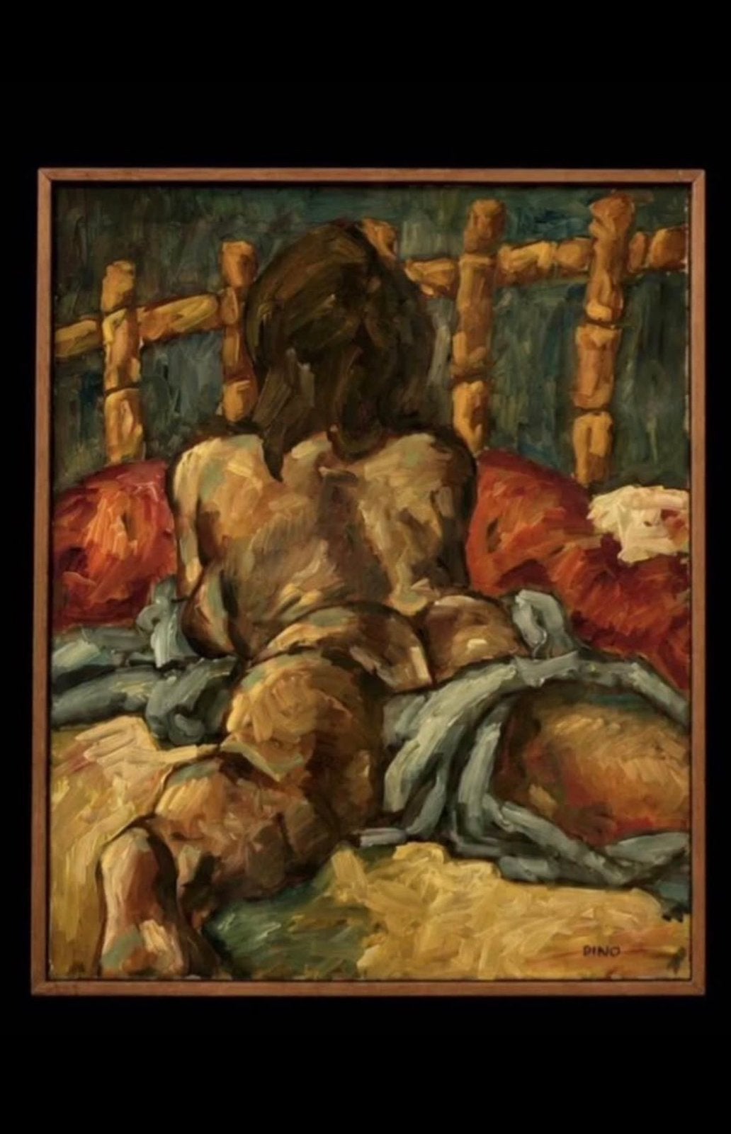 Tableau nu féminin - Huile sur toile signée Dino De Col, Enlèvement, Expressionniste, Toile