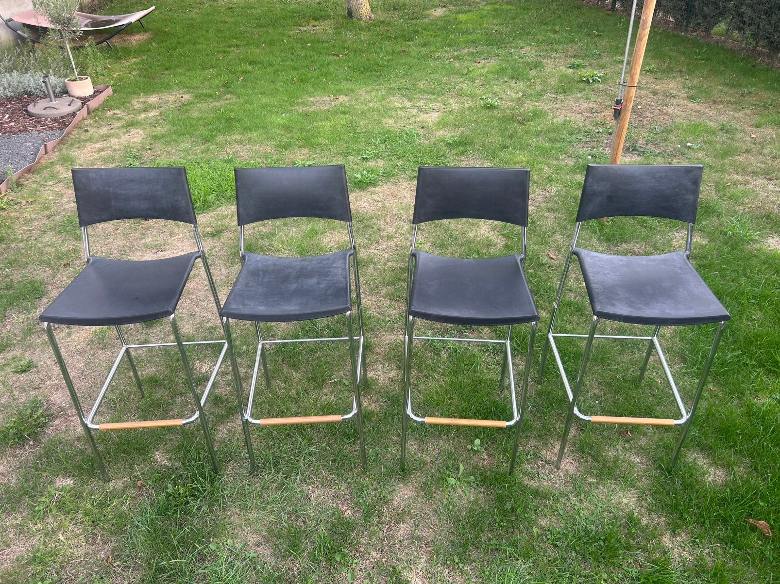 4 hoge barkrukken – zwart/chroom – modern design, Avec repose-pieds, Synthétique, 4 tabourets, Enlèvement