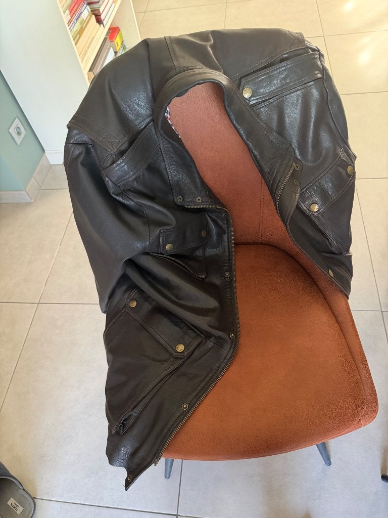 Tommy Hilfiger lederen jas maat L, Ophalen, Maat 52/54 (L), Bruin, Zo goed als nieuw
