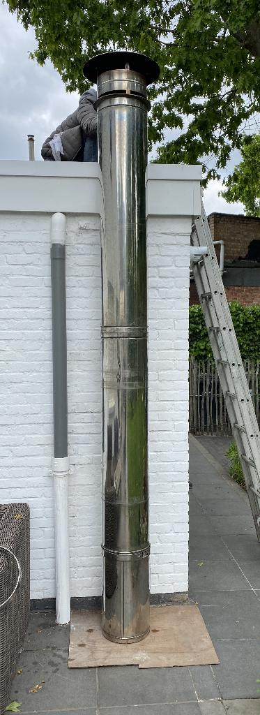 Dubbelwandige inoxen schoorsteen, Doe-het-zelf en Bouw, Verwarming en Radiatoren, Gebruikt, Overige typen, 80 cm of meer, Minder dan 60 cm