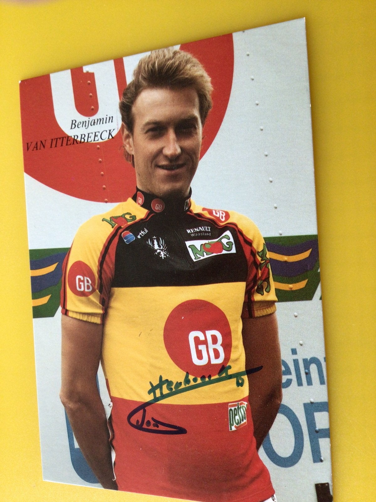 Wielerkaart 1992 bk  team gb benjamin van itterbeeck signe, Envoi