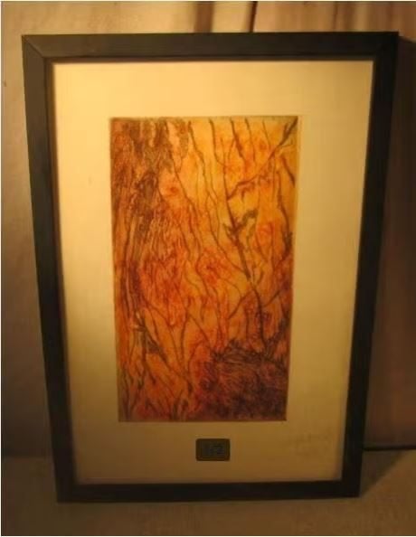 Belle gravure « Dans le bourdon », signée, Enlèvement ou Envoi, Faune et Flore, Eau-forte, Encadré