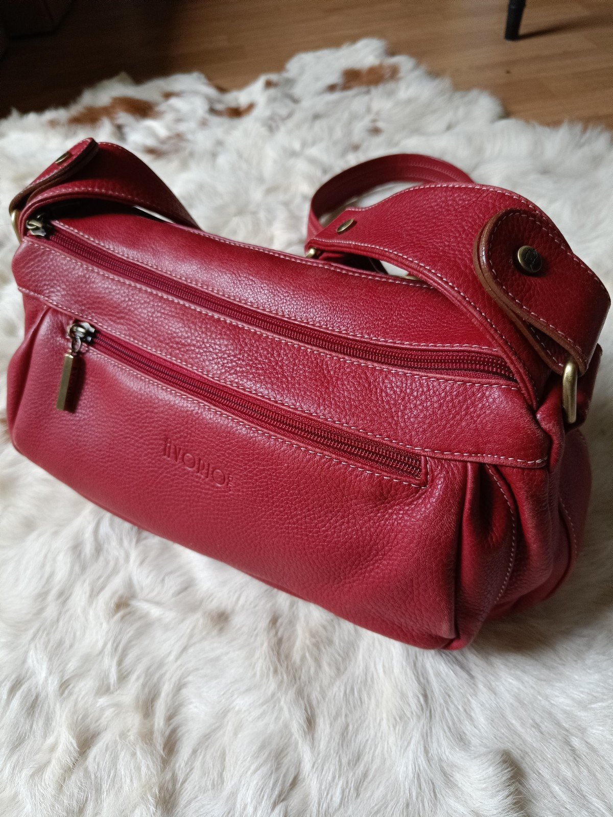 Avorio Elephant Italy lederen schoudertas/ crossbag, Ophalen