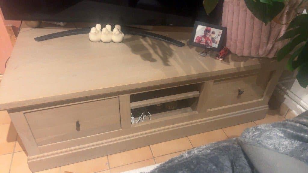 Tv-salon tafel, Ophalen, Gebruikt, 100 tot 150 cm, Eikenhout