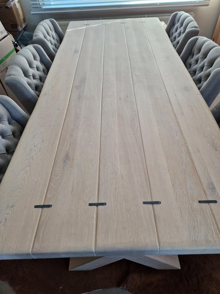 Eiken tafel 2,40m op 1m. Zo goed als nieuw., Huis en Inrichting, Ophalen, 100 tot 150 cm, Eikenhout, 200 cm of meer