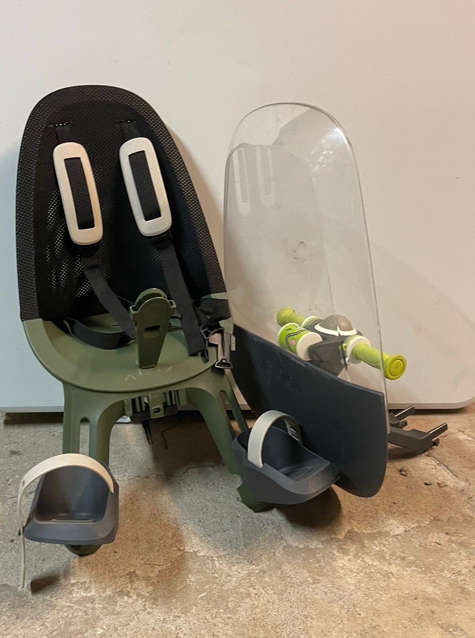 Qibbel fietsstoel + windscherm en toybar, Ophalen, Gebruikt, Voorzitje